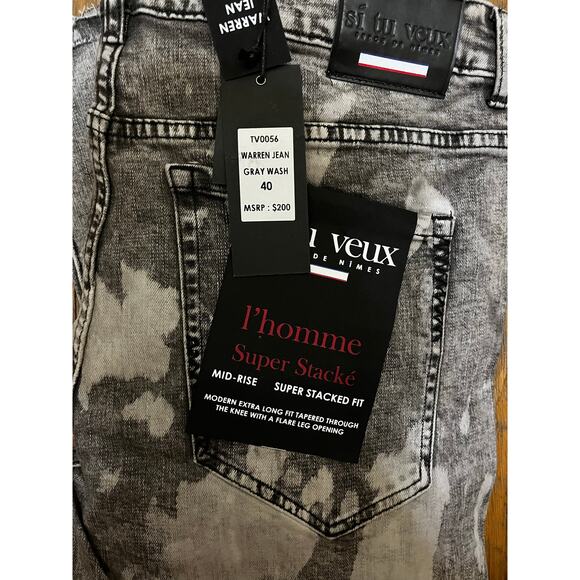 Si Tu Veux Warren Jean Gray Wash Size 40 New - Picture 4 of 5